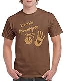 Comedy Shirts - Zombie Apokalypse Team Pfote Hand - Herren T-Shirt - Braun/Hellbraun Gr. L