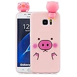 Yobby Hülle für Samsung Galaxy S7 Edge,3D Cartoon Süß Tiere Weich Silikon Gummi Rosa Handyhülle,Teenager Mädchen Kinder Jungs Cool Motiv Slim Gel Stoßfest Schutzhülle-Schwein G