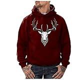 Weihnachten 3D Druck Kapuzen Herren Damen Sweatshirt Hoodies Pullover Cartoon Ugly Christmas Sweatshirts Tops Pullover, wein, L