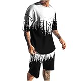 Herren Kurze Sport Zweiteiliges für Sommer Kurze Hose Kurzarm T-Shirt Jogginganzug Trainingsanzug Männer Atmungsaktiver Strand Shorts & Shirt Sets Kurzarmanzug mit 3D-Digitaldruck