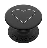 PopSockets PopGrip - Ausziehbarer Sockel und Griff für Smartphones und Tablets mit einem Austauschbarem Top - White Heart Black