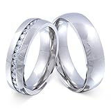 Juwelier Schönschmied - Unisex Freundschaftsringe Partnerringe Hochzeitsringe Brilliant Edelstahl Zirkonia 54-62 125HDac - Kostenlose Wunschgravur mit AMAZON KONFIGURATOR online gestalten!