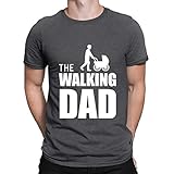 The Walking Dad Baby Carriage T-Shirt Father's Day Gift Novelty T-Shirt Retro Black Top Tee for M
