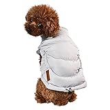 Gepolsterte Jacke für kleine Hunde in Grau | Hundemantel für Welpen, puffersicher, warm, Winterjacke – winddicht, mit Fleecefutter und Leinen-L