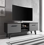WFL GROUP Skandinavischer TV Schrank Lowboard - Fernsehschrank - Gemütlicher Stil Holzfarbe - 140 cm - Bis zu 55' TV - Schw