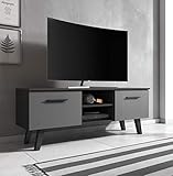 WFL GROUP Skandinavischer TV Schrank Lowboard - Fernsehschrank - Gemütlicher Stil Holzfarbe - 140 cm - Bis zu 55' TV - Schw