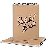 Coolzon Zeichenblock Skizzenbuch A4 Dickes Papier, 2 Stück Hardcover Sketchbook A4 Skizzenbuch Spiralbindung für Kinder Erwachsene Säurefreies Zeichenpapier Skizzenblock 30 B