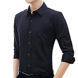 Langarmhemd Herren Weiß Hemdkleid Schwarz Hemd Solide Sommer Dünn Weiß Hemd, Schwarz , L