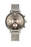 Paul Valentine Damenuhr - Multifunctional Khaki Mesh - Frauen Uhr Mesh Armband Army kratzfestes Glas und Quarzwerk, 38 mm Chronograf dunkelgrü