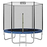 LARMNEE Trampolin Rundes Ø 244 cm, Outdoor Trampolin, Gartentrampolin, Belastbar 100 kg, mit Sicherheitsnetz, gepolsterten Stangen, Leiter und Sicherheitsabdeckung, sicher, Garden EBL081TR02