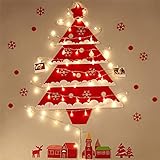 DIY Filz Weihnachtsbaum Kinder Felt Christmas Tree mit Home Tür Wand Hängend Dekoration mit LED Lichterkette Klein Mini Weihnachtsbaum Weihnachten Kinder Geschenk Filz Tannenbaum Weihnachtsdek