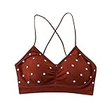 Nostalgie Bandeau Frauen BH Push Up BH Sport BH Für Frauen Nahtlose Sexy Dessous Weibliche Polka Dot Weiche Mode Unterwäsche Damen Tube Top (Color : Brown, Größe : Free Size)