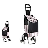 Faltbare Einkaufstrolley Tasche, faltbarer Trolley Cart, 3 Räder, Treppen-Kletterwagen, faltbar, großes Fassungsvermögen, einfach zu Treppen, für Shopping, Picknick. (schwarze Streifen)