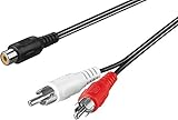 PremiumCord Cinch Kabel 0, 2m, 1x Cinch RCA Buchse auf 2X Cinch RCA Stecker, Audio Video Adapterkabel, Stereo, für TV, Handys, MP3, HiFi, Farbe schw