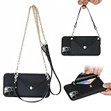 Ostop Brieftaschen Hülle Kompatibel mit Samsung Galaxy A11,Schwarz Umhängetasche PU-Leder Business Handbag Purse mit Trageschlaufe Lanyard und Kartenfach Schlanke TPU-Schutzhü