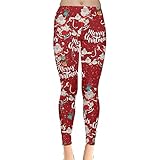 HFStorry Weihnachts Bedruckte Strumpfhose Damen Warme Leggings Weiche Dehnbare Yogahose Stretch Leggings Hosen Elastische Legging