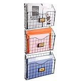 X-cosrack Stapelbar Wand Aufhängen Datei Ordner&3-Stufiges Metallordner-Wandfeilenhalterregal an Wand und Tür für Büro,Zuhause,und Arbeiten einfach zu organisieren,Schwarz (Patent Angemeldet)