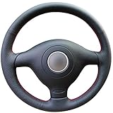 Shining wheat Lenkradhülle aus schwarzem Leder, für Volkswagen VW Golf 4 Passat B5 1996–2003, Skoda Fabia RS 2003, Polo 1999–2002, Seat Leon 1999–2004