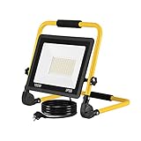 NAIZY LED Baustrahler Arbeitsleuchte 100W 8500LM Kaltweiß Austellenlampe LED Fluter Floodlight mit IP66 Wasserdicht, 3M Kabel und Faltbarer Ständer für Werkstatt Baustelle Garage - 100W Kaltweiß