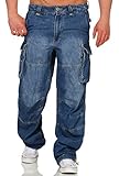 Jet Lag Herren Cargo Jeans Hose Safety Loose-Fit Denim Light Navy S/32