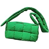 Damen Schwamm Gewebt Schultertasche Mode Füllung Baumwolle Tote Handtasche Herbst Winter Cross-Body Taschen für Frauen oder Mädchen, grün, Einheitsgröße,