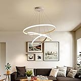 LED Hängeleuchte Pendelleuchte Esszimmerlampe dimmbare Modern Deko Decken Leuchte Acryl Schirm 3-Ring Designer-Lampe Hoch Verstellba, Küchelampe Bad Flur Schlafzimmerlampe Büro Wohnzimmer Lamp