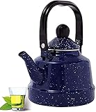 Teekanne Emaille Mini Schwarzer Gusseisen Wasserkocher mit Filter Blauer Emaille Wasserkocher Induktionsherd Gas General Creative Starry Porzellan Wasserkocher (Color : 2.5l)