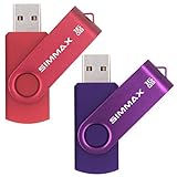 SIMMAX USB Stick 2 Stück 16GB Memory Stick Swivel-Design USB-Flash-Laufwerke Zip-Laufwerke (16GB Rot Lila)