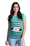 Winke Winke Baby - Lustige witzige süße Umstandsmode gestreiftes Umstandsshirt mit Motiv für die Schwangerschaft Schwangerschaftsshirt, Kurzarm (Mint, X-Large)