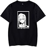 MINIDORA Darling in The FRANXX T-Shirt Herren und Damen Kurzarm Zero Two 02 Tee für Fans Anime(1 Schwarz 002,M)