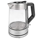 ProfiCook Glas-Wasserkocher PC-WKS 1190 G, 1,7 Liter, 5-farbige temperaturabhängige Wassertankbeleuchtung, Glas/E