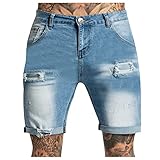 BIBOKAOKE Herren Zerrissene Shorts Jeans Destroyed Denim-Shorts Used Look Washed Vintage Jeansshorts Sommer Regular Fit Kurze Hose Casual Verschleißfest Denim Short Freizeitshorts B