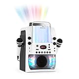 auna Kara Liquida BT Karaoke Anlage - Karaoke Maschine mit Multicolor-LED-Lichteffekt, Karaoke Box mit Wasserfontäne, MP3-fähiger USB-Port, Bluetooth, Echo-Effekt, A.V.C-Funktion, weiß-g