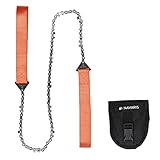 Navaris Handkettensäge Outdoor aus Carbonstahl - mit Gürteltasche - Survival Hand Säge Kettensäge für Camping Garten - Griffe in Orang