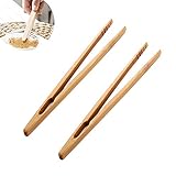 Hicollie 2 Stück Küchenzangen aus Bambus, ungiftig, wiederverwendbar, für Toaster, Baguettes, 18 cm, Küchenutensilien, Kong