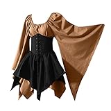 SHIZUANYUE Gothic Kleidung Damen Kleid Punk Steampunk Minikleid Schnürung Party Vintage T-Shirtkleid Karneval Halloween Cosplay Ballkleid Mit Kapuze Mittelalterliche Kleid Retro Alternative Bekleidung