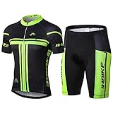 INBIKE Radtrikot Set Herren Fahrrad Trikot Kurzarm Fahrradbekleidung Radhose mit 3D Sitzpolster für Radfahren MTB Jogging,L