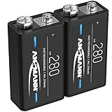 ANSMANN 9V Akku Typ 280mAh NiMH 1,2V - E-Block Batterien wiederaufladbar mit geringer Selbstentladung ideal für Fernsteuerung, Messgeräte, Multimeter, Mikrofon (2 Stück)