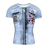 Freizeithemden Herren Sommer Persönlichkeit Mode 3D Druck Herren T-Shirt Modern Basic Slim Fit Rundhals Herren Kurzarm Täglich Casual All-Match S