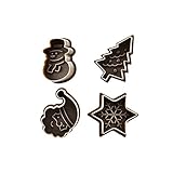 Houren 4 stücke Kunststoff Keksform DIY.Weihnachtsbaum Küchenkuchen Dekorieren Werkzeuge Cookie Cutter Stempel Fondant Embosser Die dauerhafte Material (Größe : Light Grey)