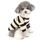 ZUNEA Kleiner Hund Pullover Wintermäntel Warm Strickpullover Welpen Kleidung Weiche Baumwolle Gestreifte Haustier Strickwaren Chihuahua Doggie Jacke Bekleidung für Hunde Mädchen Jungen Schwarz M
