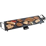 Bestron Elektrische XL Plancha-/Teppanyaki-Grillplatte mit Antihaftbeschichtung, 1000 W, Schw