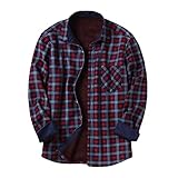 Poryu Herren Hemd Langarm Kariert Freizeithemden Slim fit Trachtenhemd Männer Karo Hemden Winter Plus Size Thermal Velvet Warmth Plus Velvet Dick kariertes Lang