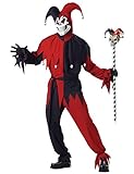 KULTFAKTOR GmbH Böser Clown Harlekin Halloween-Kostüm rot-schwarz S