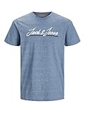 JACK & JONES Herren Rundhals T-Shirt JORTONS Upscale - Regular Fit S M L XL XXL Blau Braun Grün Orange 100% Baumwolle, Größe:XXL, Farbe:Bluefin Standard/Mel 12205107