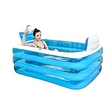 CCHH Badewanne Aufblasbares PVC, Faltbarer aufblasbarer Familienpool, verdickte Badewanne für Erwachsene, Badewanne aus Kunststoff, für Familienbadezimmer SPA (Fußpumpe), 150 x 105 x 50
