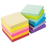 12 Stück Haftnotizen 76x76mm Super Sticky Notes selbstklebende Haftnotizzettel Sticky Notes Klebezettel bunt zettel farbig Notizblöcke für Büro Haus, 1200 Blatt insgesamt, 12 Farb