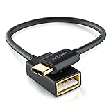 deleyCON 0,1m USB 2.0 OTG Adapter Kabel - C-Stecker auf A-Buchse - Datenkabel Smartphone & Tablet verbinden mit USB Stick USB Festplatte - Schw