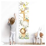 Little Deco Wandtattoo Wandsticker Kinderzimmer Junge Mädchen Messlatte | 150 cm Löwe Elefant Giraffe | Tiere Kinder Aufkleber Wanddeko Baby DL356