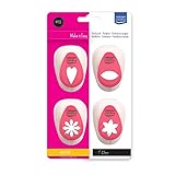 Vaessen Creative 2137-075 Stanzer Set, 2,5 cm, 4 Stück, Herz, Blumen und Auge, bis zu 160 g/m², zum Basteln mit Papier und Scrapbooking, White-pink, verschieden, 4